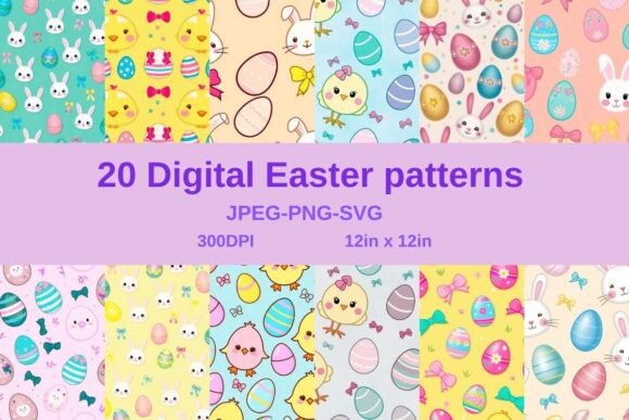 20 Digital Easter Patterns for Crafting and Design