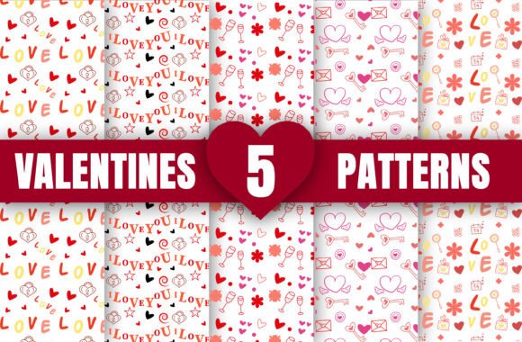 5 Cute Valentine’s Day Patterns Graphics