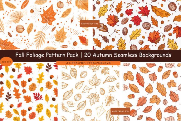Autumn Foliage Graphics: 20 Seamless Patterns Review