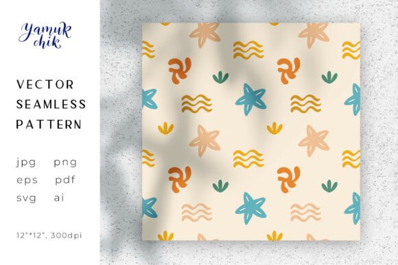 Boho Coastal Starfish Digital Paper JPG for Modern Web Design
