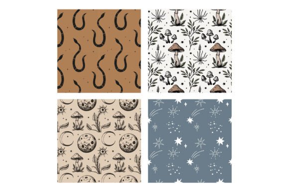 Boho Mystical Seamless Patterns for Web and Editorial Design