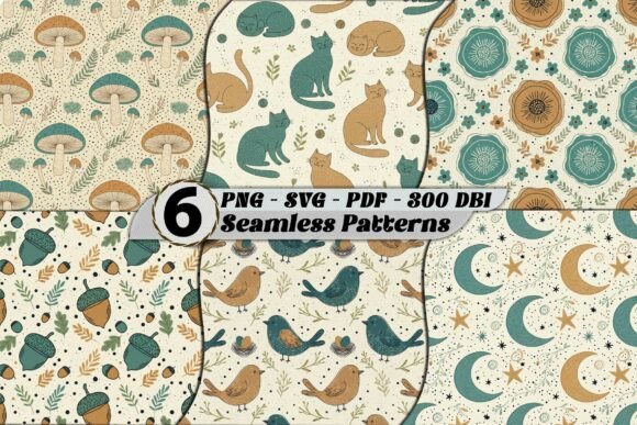 Bundle Cozy Folk-Art Seamless Patterns: Graphics & Patterns for Warm Editorial Design