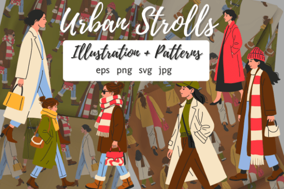 Casual Winter Fashion Clipart Patterns