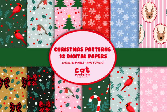 Christmas Patterns PNG Digital Papers for Blog and Website Graphics