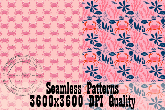 Cute Crabs Seamless Patterns: Graphics & Patterns for Handmade Brands