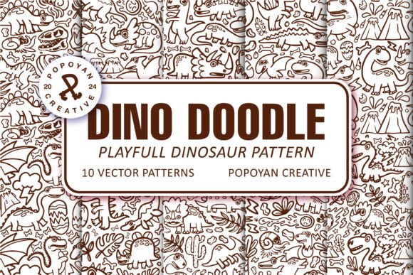 Dino Doodle – Playful Dinosaur Pattern for Branding and Marketing