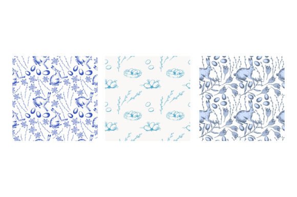 Easter Engraved Vector Seamless Patterns Graphics Review