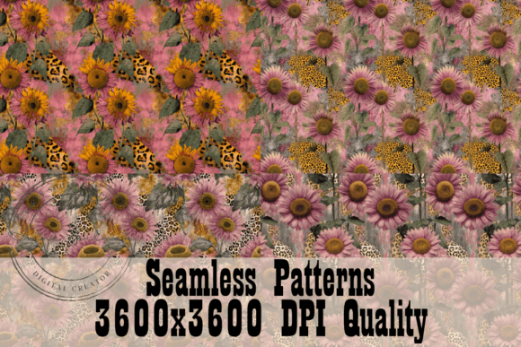 Floral Cheetah Seamless Patterns for Graphic Design