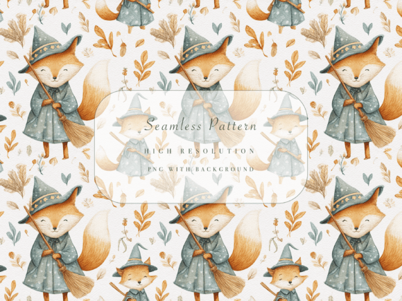 Fox Witch Seamless Pattern Graphics