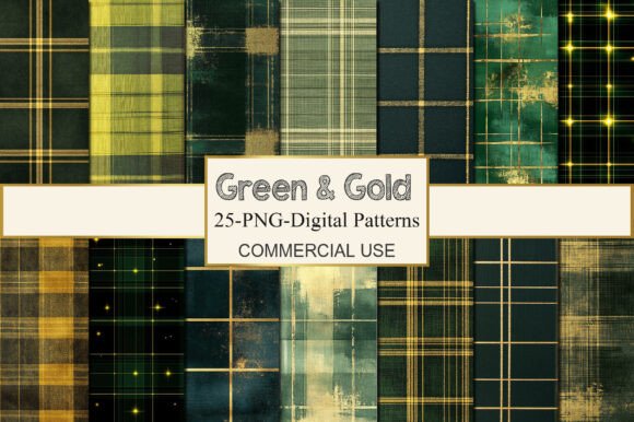 Green and Gold Tartan Patterns: Graphics & Patterns for Real Projects