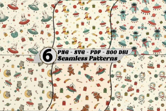 Holiday Space Seamless Patterns for Branding and Design