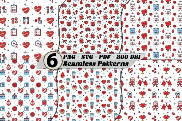 Kawaii Blood Donation Patterns SVG Graphics