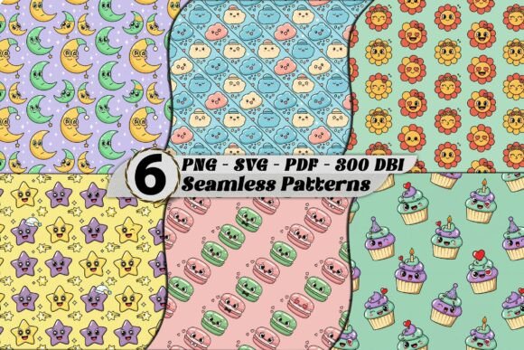 Kawaii Character Seamless Patterns for Creative Projects