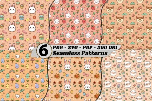 Kawaii Spring Easter Patterns SVG