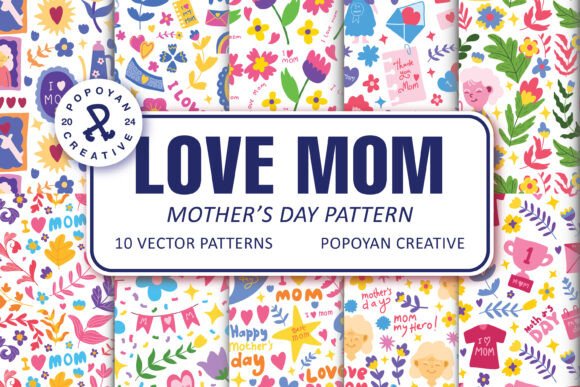 LOVE MOM - MOTHER S DAY Pattern for Branding and Marketing