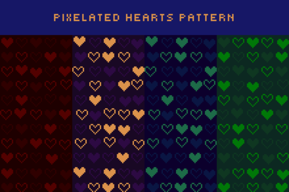 Pixel Art Patterns of Hearts