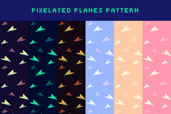 Pixel Art Patterns of Paper Planes for Web and Editorial Design