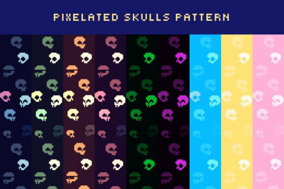 Pixel Art Patterns of Skulls Graphics