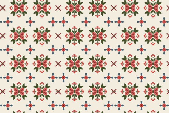 Scandi Folk Floral Seamless Pattern for Blog and Website Graphics