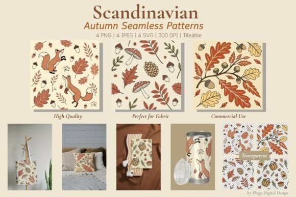 Scandinavian Autumn Folk Patterns: Graphics & Patterns