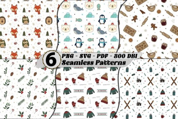 Scandinavian Doodle Holiday Set Patterns for Local Business Branding