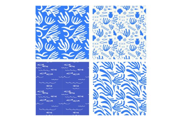 Seamless Blue Mediterranean Patterns Graphics