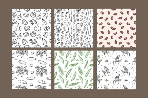 Seamless Patterns with Vegetables and Plants - A Graphic Design Asset Review