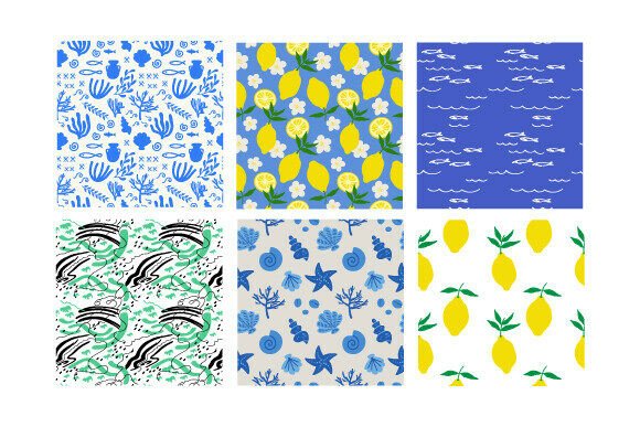 Seamless Summer Mediterranean Graphics for Blog and Web Design