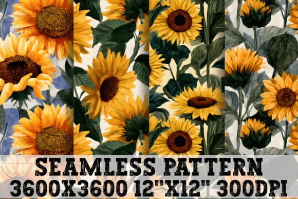 Sunflowers Seamless Patterns Graphics
