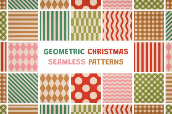 Vector Christmas Retro Geometric Patterns for Graphics and Patterns