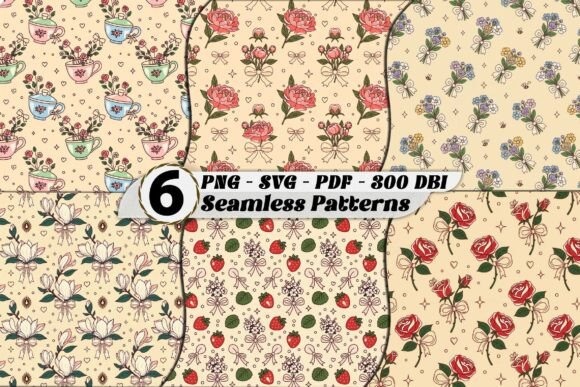 Vintage Floral Kawaii Bundle Patterns: Graphics & Patterns