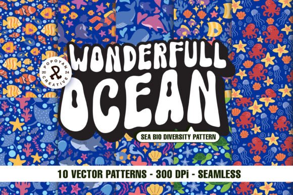 Wonderfull Ocean Pattern: A Vibrant Graphic Design Asset for Web and Print